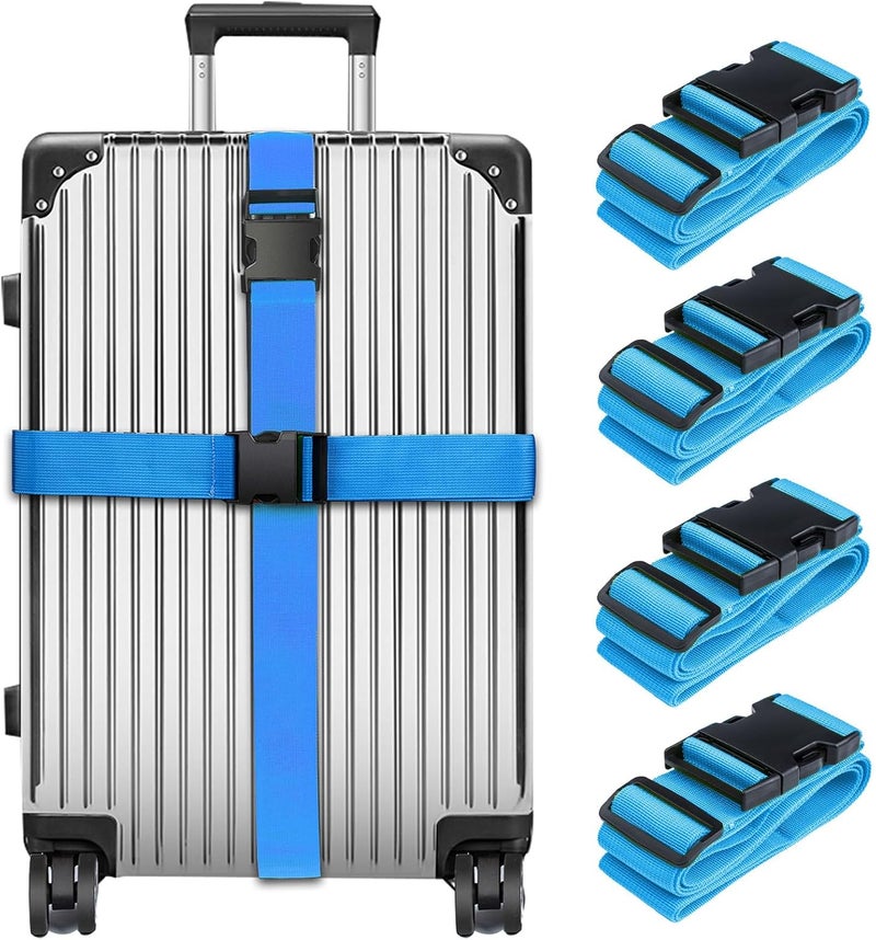 collwait Luggage Straps for Suitcases TSA Approved, Travel Belt Suitcase Belt, Suitcase Straps TSA Approved, Luggage Belt Strap TSA Approved, Travel Straps for Luggage, Luggage Band Bag Straps, Blue - Image 1